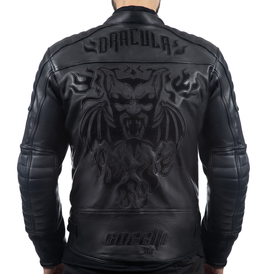 DRACULA NEGRU MOTOCICLETĂ JACHETĂ DIN PIELE