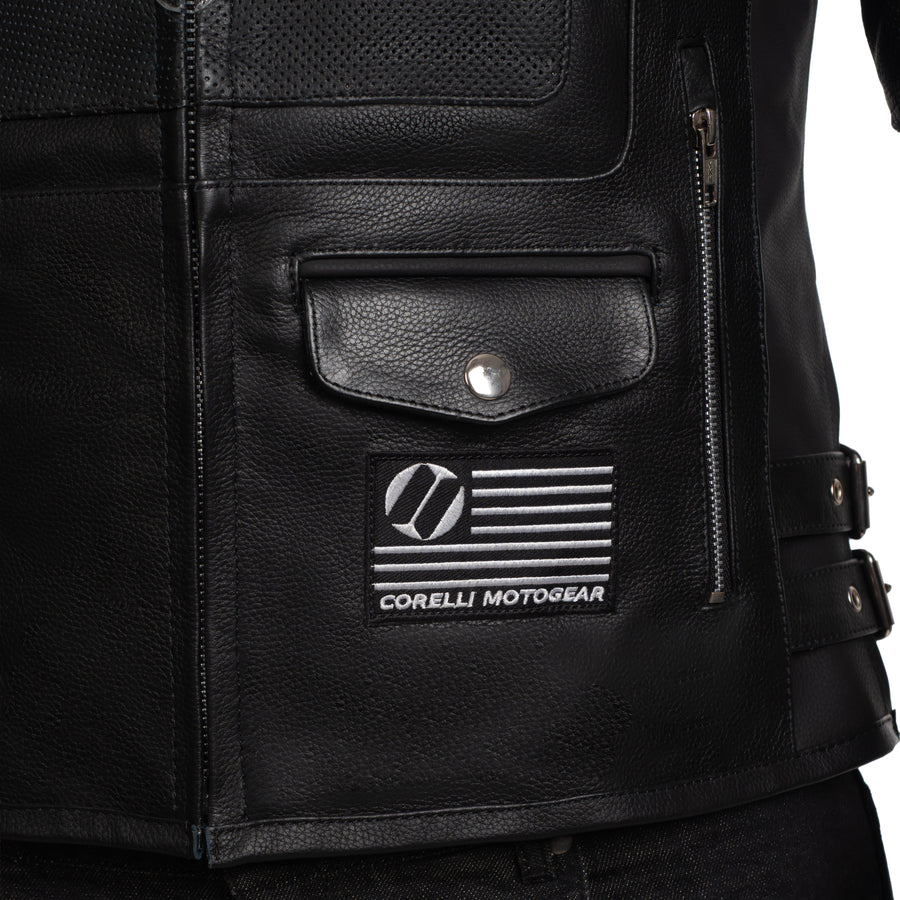 GEACĂ DE PIELE NEAGRĂ SUZUKI PLATINUM, DE CURSE