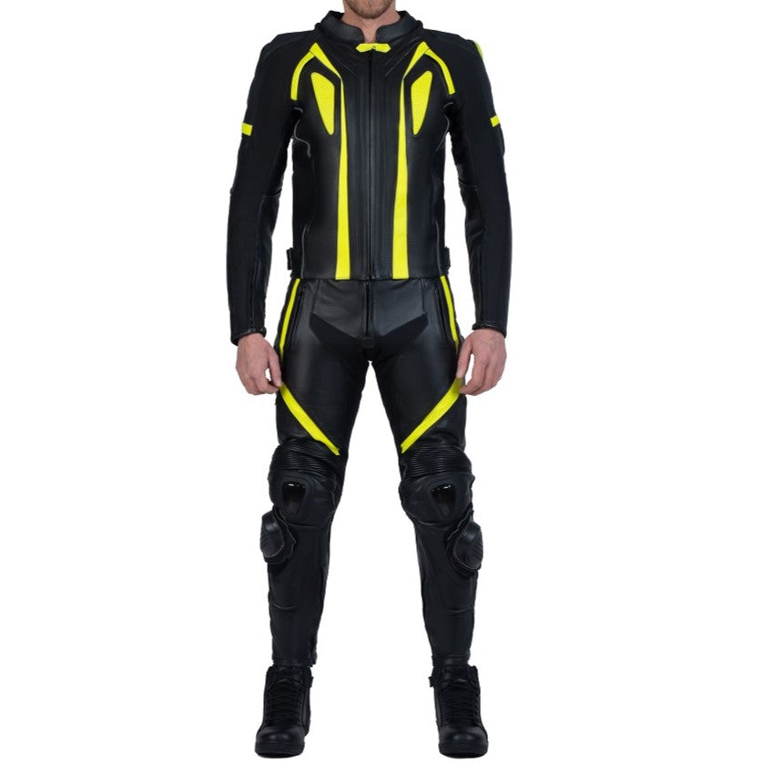 PANTALONI DE MOTOCICLETĂ DIN PIELE NEAGRĂ CU REFLEXIE LUMINOASĂ SCORPIO