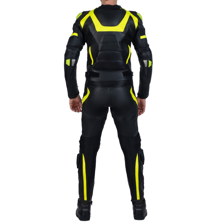 PANTALONI DE MOTOCICLETĂ DIN PIELE NEAGRĂ CU REFLEXIE LUMINOASĂ SCORPIO