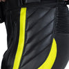 PANTALONI DE MOTOCICLETĂ DIN PIELE NEAGRĂ CU REFLEXIE LUMINOASĂ SCORPIO