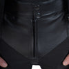 PANTALONI DE MOTOCICLETĂ DIN PIELE NEAGRĂ CU REFLEXIE LUMINOASĂ SCORPIO