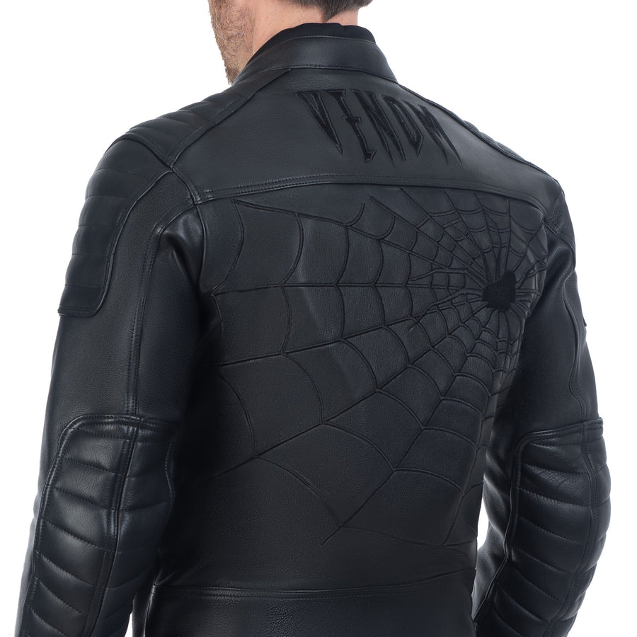 JACHETĂ DIN PIELE NEAGRĂ DE MOTOCICLETĂ VENOM