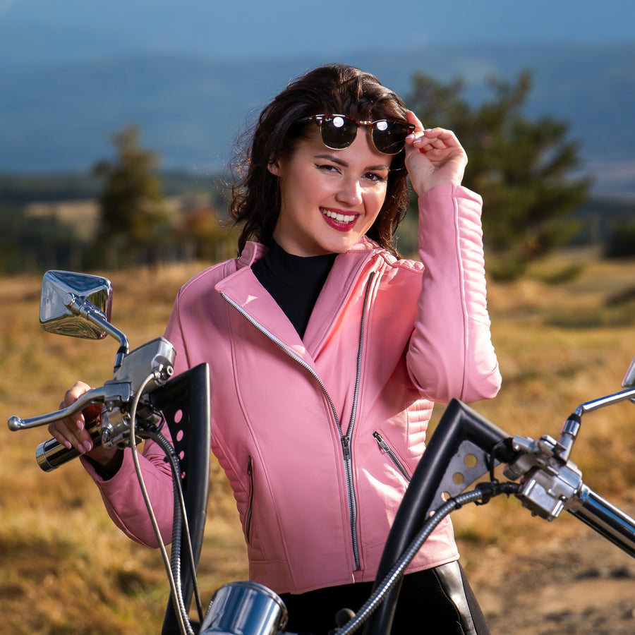 GEACĂ DE PIELE MOTO TIP ARMURĂ ROSETTA PENTRU FEMEI