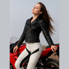 PANTALONI DE DAMĂ MOTO ALBI DE PIELE CĂTĂLINA