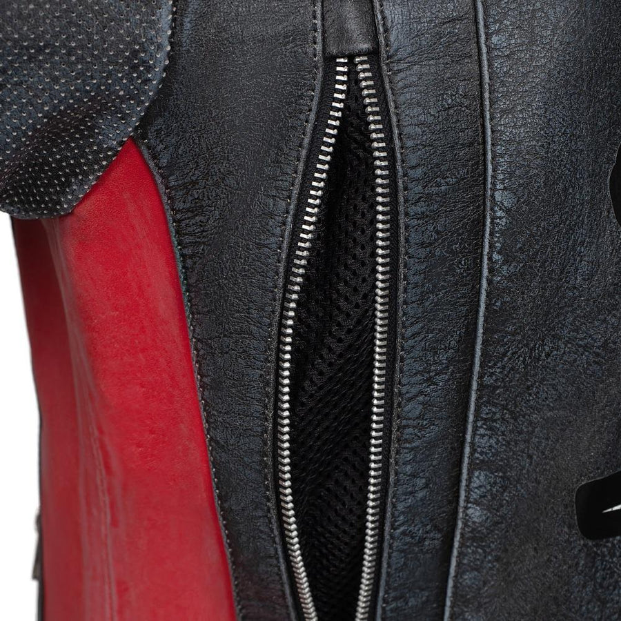 GEACĂ MOTO DE PIELE TOKYO NIPPON PROTECȚIE COMPLETĂ, ÎN STIL VINTAGE , protecții detașabile certificate CE la umeri, coate și spate, piele bovină de 1,2 mm, de calitate premium