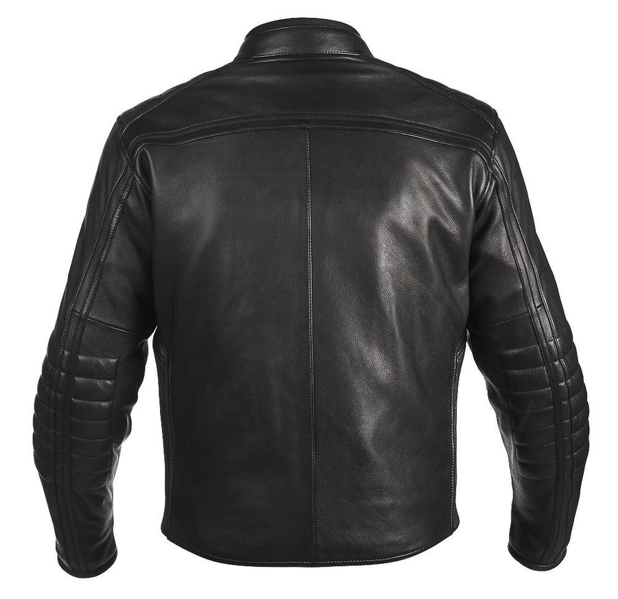 VANGUARD LUXE GEACĂ MOTO DE PIELE MARO CAFENIU, protecții certificate CE pentru coate și umeri, zona rinichilor vătuită, piele naturală de vită de 1,3 mm grosime, moale dar rezistentă, cu cusături ranforsate