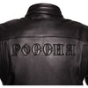 GEACĂ DE PIELE RUSIA PENTRU MOTOCICLISM , protecții interioare certificate CE la coate, umeri și spate, 