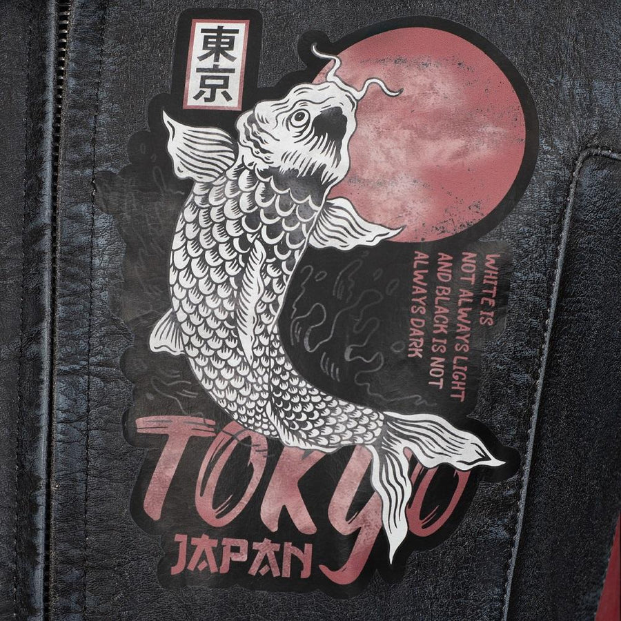 GEACĂ MOTO DE PIELE TOKYO NIPPON PROTECȚIE COMPLETĂ, ÎN STIL VINTAGE , protecții detașabile certificate CE la umeri, coate și spate, piele bovină de 1,2 mm, de calitate premium