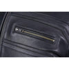 VANGUARD LUXE GEACĂ MOTO NEAGRĂ DE PIELE, piele naturală de vită de 1,3 mm grosime, moale dar rezistentă, cu cusături ranforsate, protecții certificate CE pentru coate și umeri, zona rinichilor vătuită